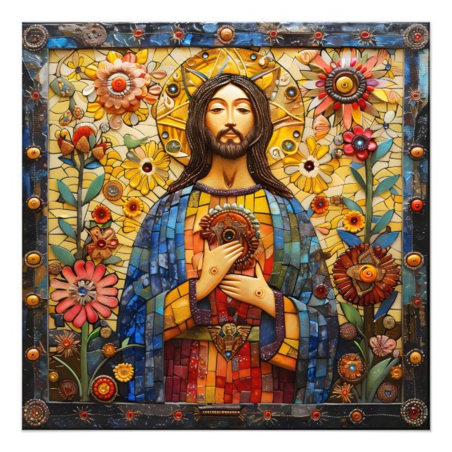 Impression Photo Mosaïque colorée Jésus Christ (Devant)