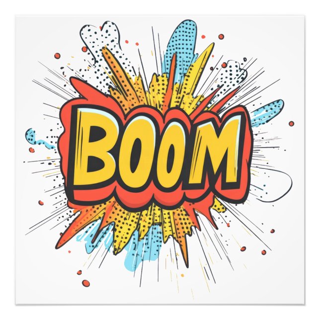 Impression Photo Mot de couleurs graphiques comiques boom. (Devant)