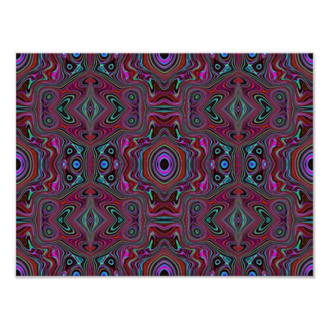 Impression Photo Motif Abstrait Vert Mousse de Mer et Magenta Tripa (Devant)