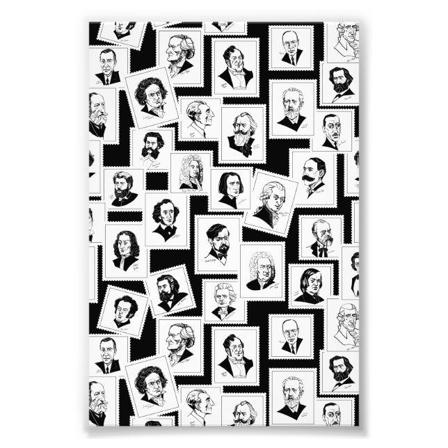 Impression Photo Motif avec portraits des plus grands compositeurs (Devant)