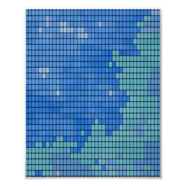 Impression Photo Motif Carré bleu Abstrait (Devant)