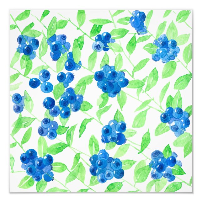 Impression Photo Motif d'aquarelle Bluberries (Devant)