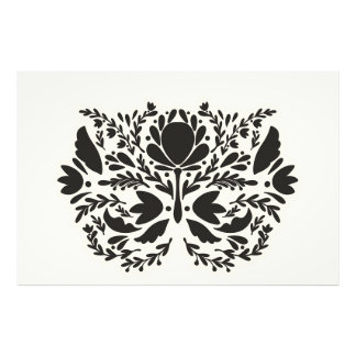 Impression Photo Motif d'art populaire floral scandinave stylisé