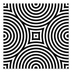 Impression Photo Motif de cercles concentriques noir et blanc