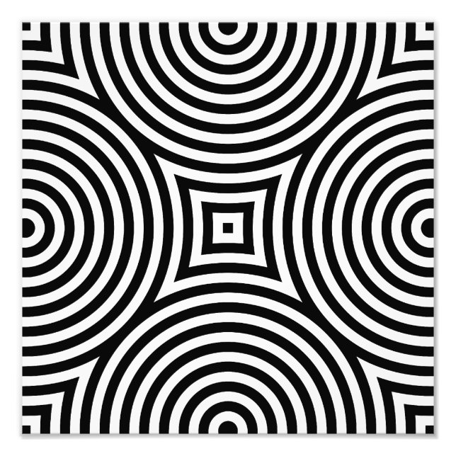 Impression Photo Motif de cercles concentriques noir et blanc (Devant)