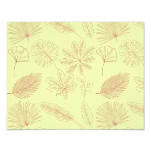 Impression Photo Motif de feuilles vert pastel et beige 