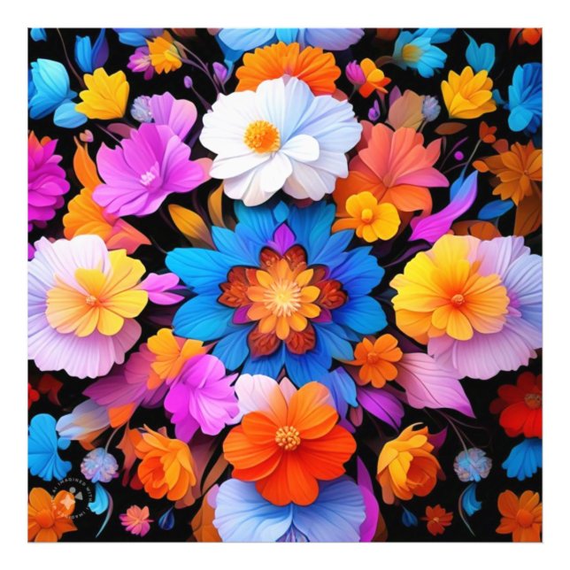 Impression Photo Motif de fleurs multicolores (Devant)