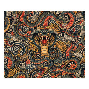 Impression Photo Motif de tatouage japonais Irezumi Cobra