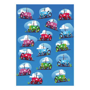 Impression Photo Motif de tracteur (fond bleu)
