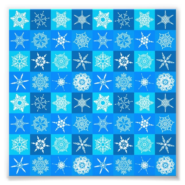 Impression Photo Motif des flocons bleus (Devant)