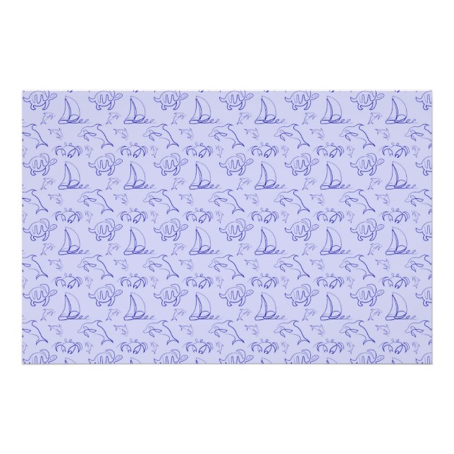 Impression Photo Motif d'une ligne d'animal marin et voilier (Devant)