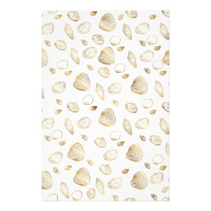 Impression Photo Motif élégant Gold White Seashells