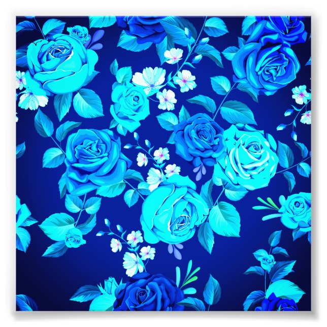 Impression Photo Motif Fleurs Rose Bleue Classique-87600 (Devant)