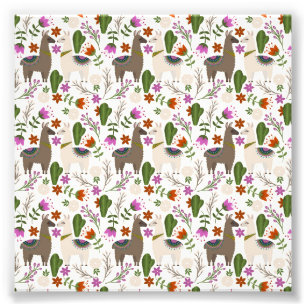Impression Photo Motif Floral de Cactus d'Alpaga Amateur d'Animaux