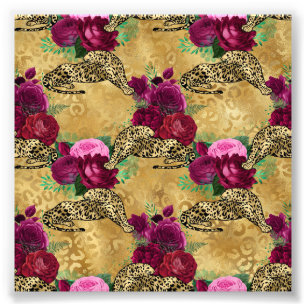 Impression Photo Motif floral Fleur Rose rouge Léopard Guépard
