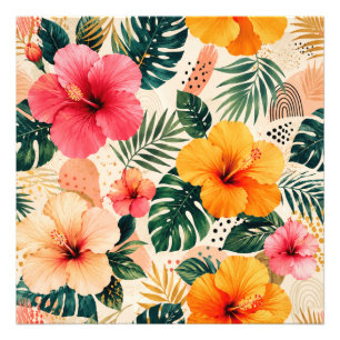 Impression Photo Motif floral sans couture d'Hibiscus Tropical Vibr
