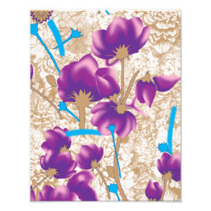 Impression Photo Motif floral vif avec violet et bleu f