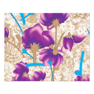 Impression Photo Motif floral vif avec violet et bleu f
