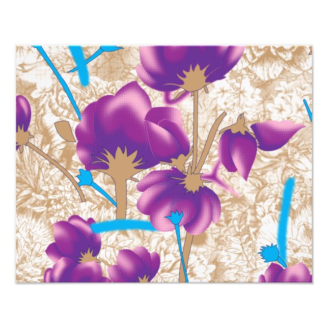 Impression Photo Motif floral vif avec violet et bleu f (Devant)