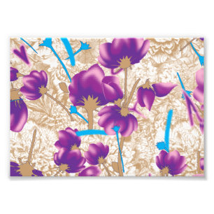 Impression Photo Motif floral vif avec violet et bleu f
