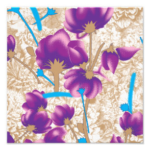 Impression Photo Motif floral vif avec violet et bleu f