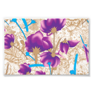 Impression Photo Motif floral vif avec violet et bleu f