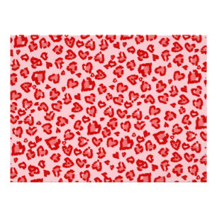 Impression Photo Motif léopard des coeurs en rouge sur blush