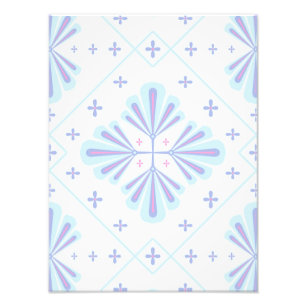Impression Photo Motif répétitif floral géométrique bleu pastel