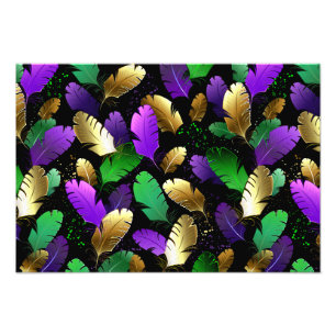 Impression Photo Motif sans couture avec des plumes de Mardi Gras