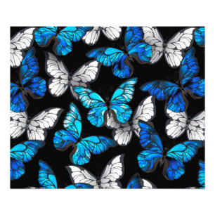 Impression Photo Motif sans couture sombre avec papillons bleus Mor
