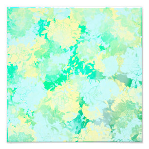 Impression Photo Motifs japonais verts et fleurs
