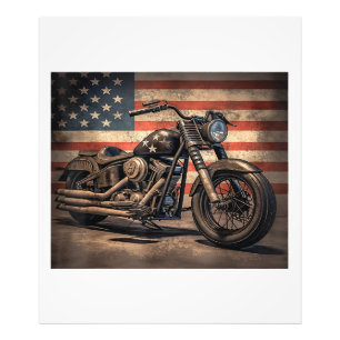 Impression Photo Motorcycle USA Drapeau Retro Biker