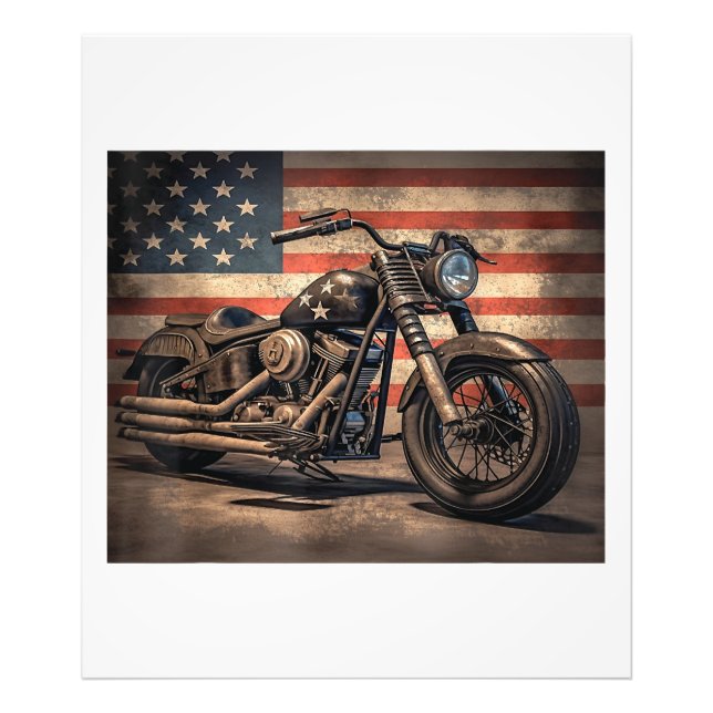 Impression Photo Motorcycle USA Drapeau Retro Biker (Devant)