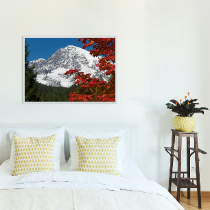 Impression Photo Mount Rainier and Autumn Leaves