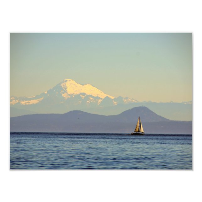 Impression Photo Mt. Baker et voilier - Puget Sound, Washington (Devant)