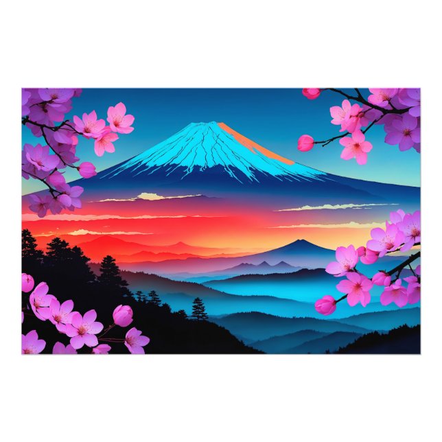 Impression Photo Mt Fuji Cherry Blossom Paysage Art Imprimer (Devant)