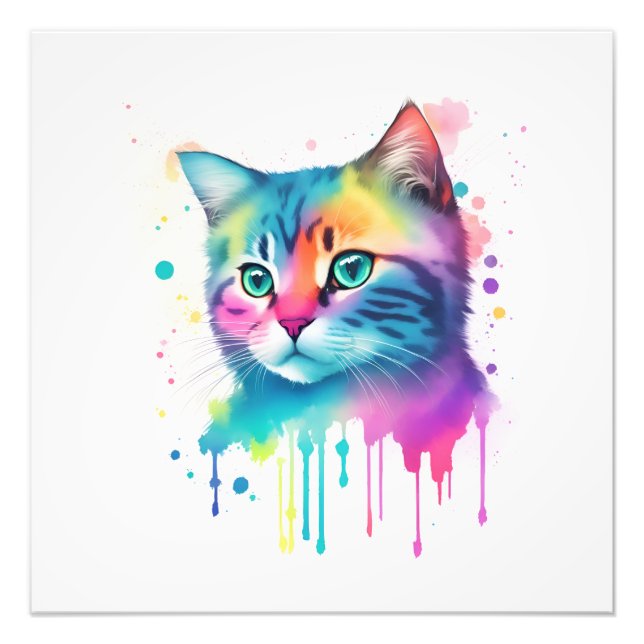 Impression Photo Mur de chat coloré (Devant)