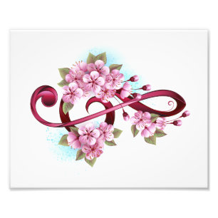 Impression Photo Musical treble clef notes with Sakura flowers