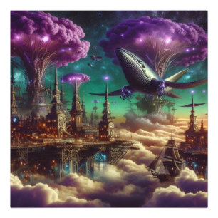 Impression Photo Mystical Purple Futuristic Imaginaire City