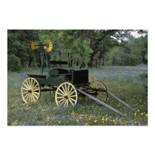 Impression Photo N.A., États-Unis, Texas, Devine, Vieux chariot et