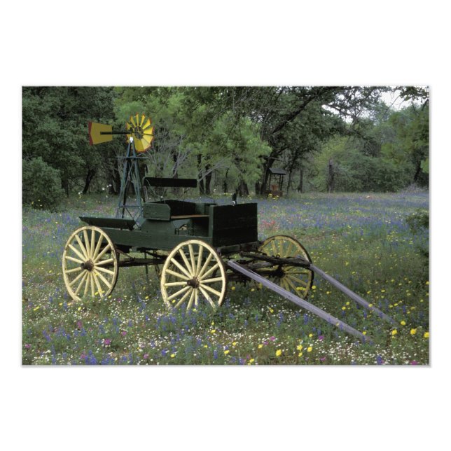 Impression Photo N.A., États-Unis, Texas, Devine, Vieux chariot et (Devant)