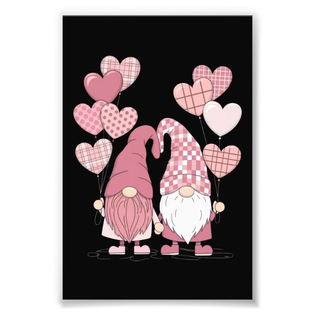 Impression Photo Nains de la Saint-Valentin à carreaux buffles rose (Devant)