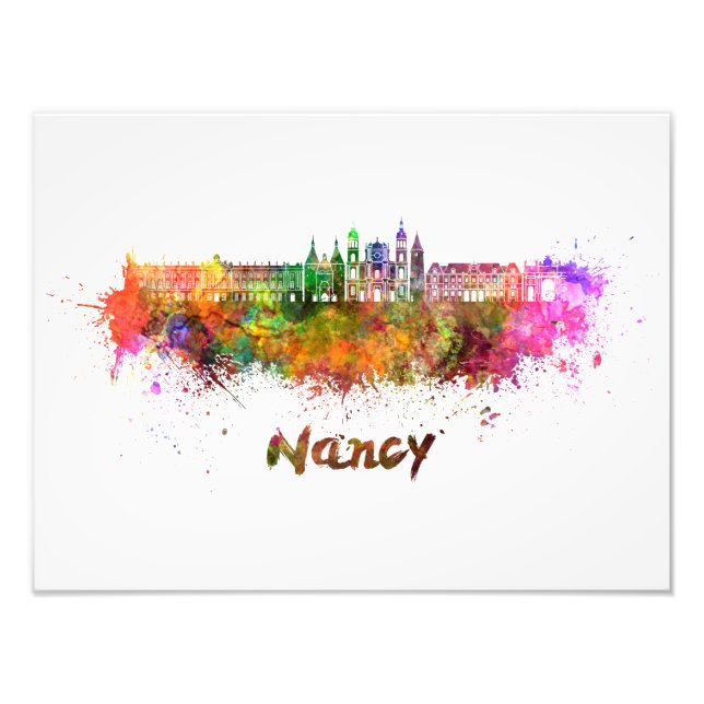 Impression Photo Nancy skyline in watercolor (Devant)