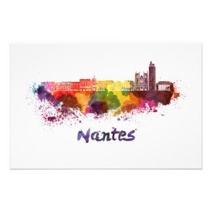 Impression Photo Nantes skyline in watercolor