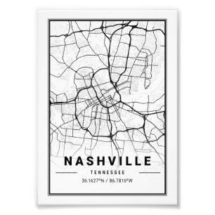 Impression Photo Nashville - Tennessee Carte de la ville