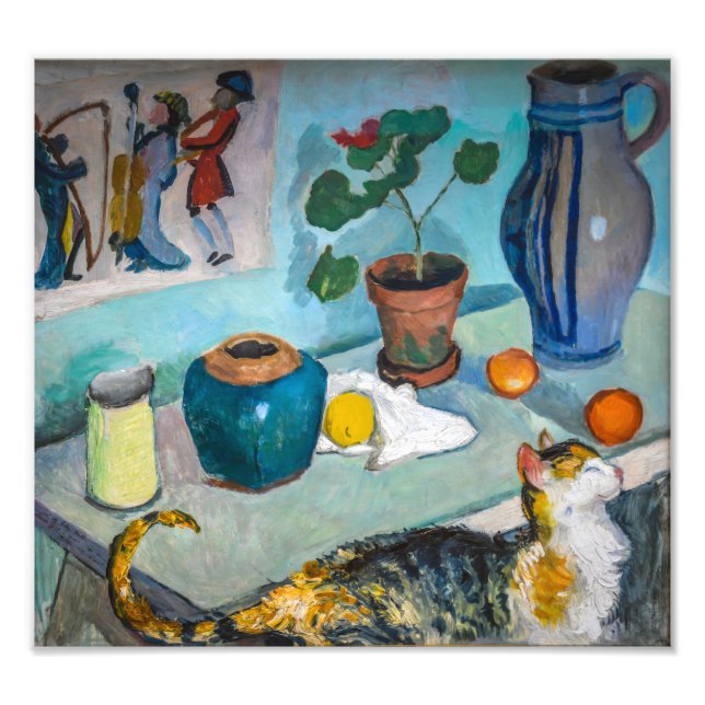 Impression Photo Nature morte avec chat | Auguste Macke | (Devant)