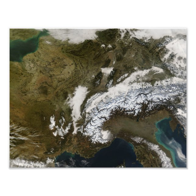 Impression Photo Neige, brouillard et nuages bas en Europe occident (Devant)