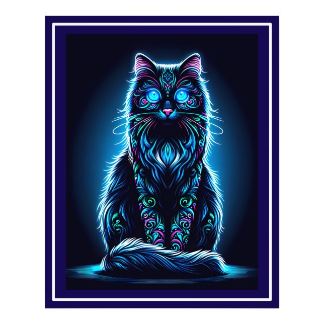 Impression Photo Neon Cat Vivid Arrière - plan-97948 (Devant)