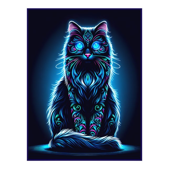Impression Photo Neon Cat Vivid Arrière - plan-97948 (Devant)