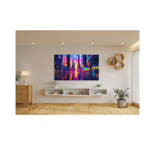 Impression Photo Neon Cityscape at Sunset Futuristic Urban